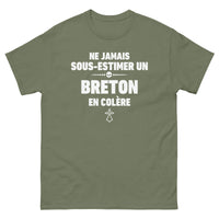 Thumbnail for T-shirt Bretagne chocolat noir face - Ne jamais sous-estimer un Breton en colère