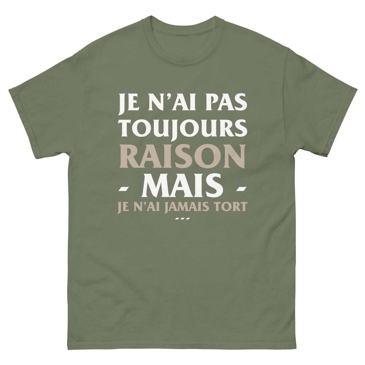 T-shirt humour gris foncé chiné dos - Je n'ai jamais tort