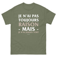 Thumbnail for T-shirt humour gris foncé chiné dos - Je n'ai jamais tort