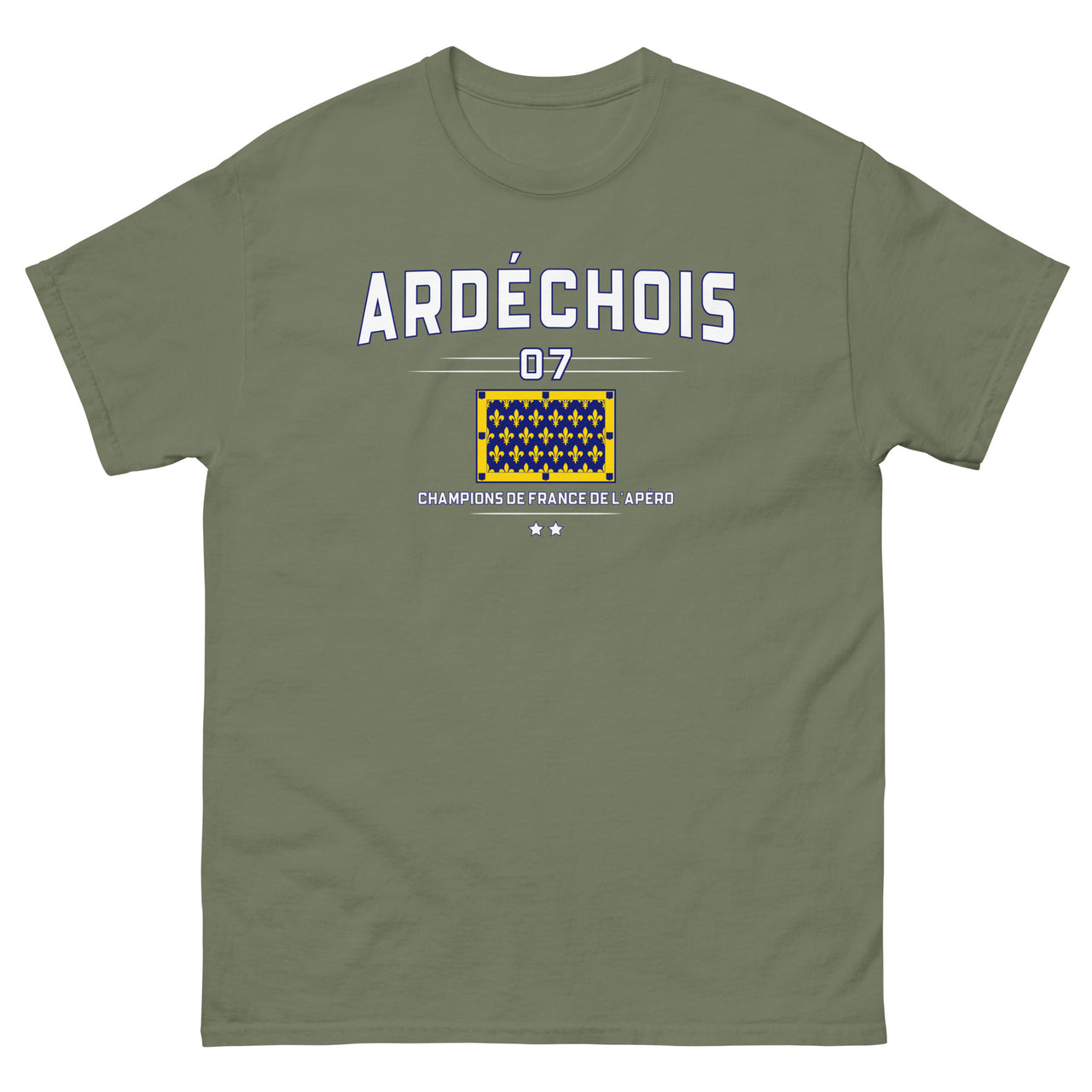 T-shirt Ardéchois vert militaire - champions de France de l'apéro