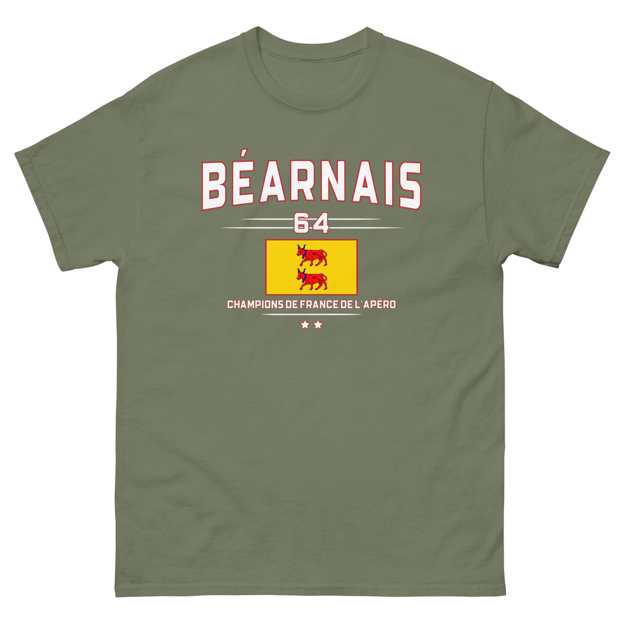 T-shirt Béarnais vert militaire - Fierté des champions de France