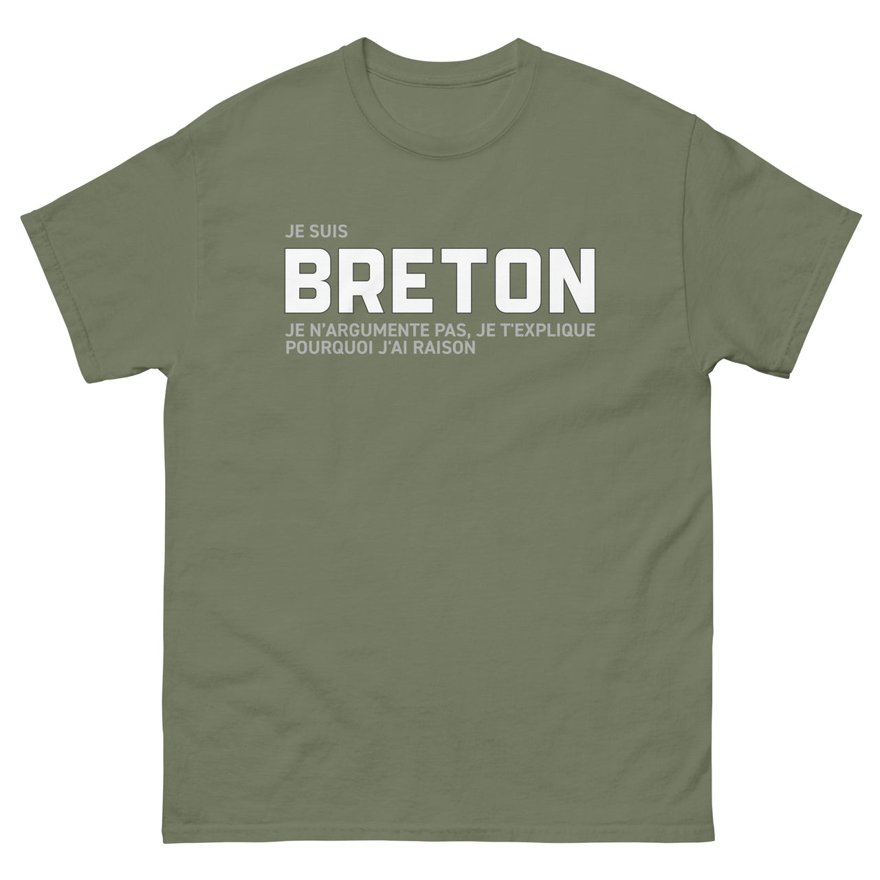 T-shirt Bretagne vert militaire - Je suis Breton, j'explique