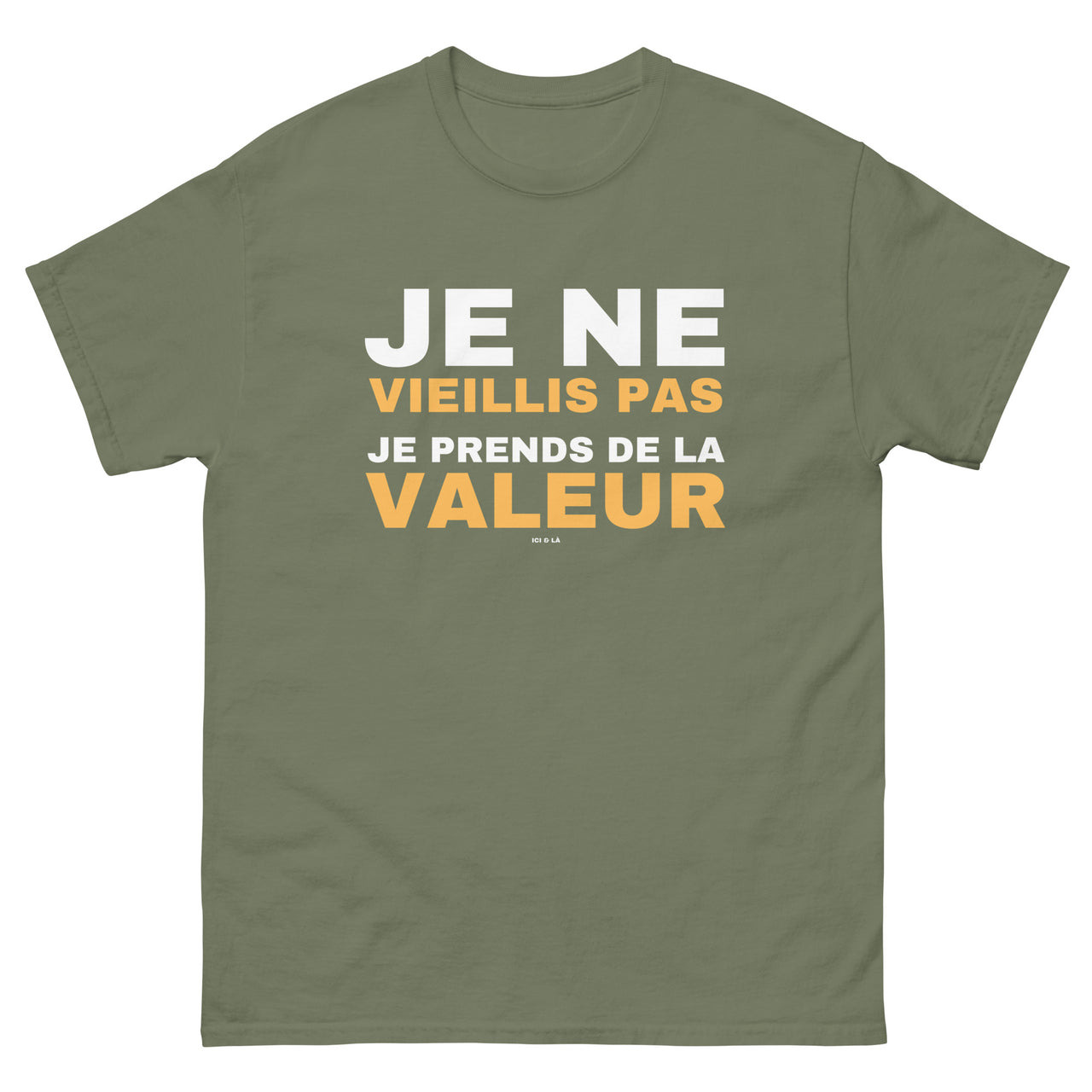 T-shirt classique bleu marine face - Je ne vieillis pas je prends de la valeur
