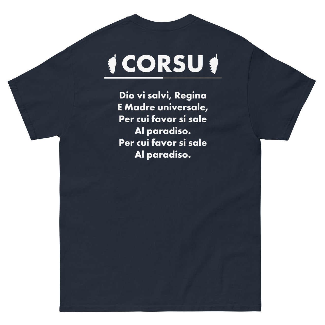 T-shirt Corse bleu marine dos - Hymne Dio vi salvi, Regina