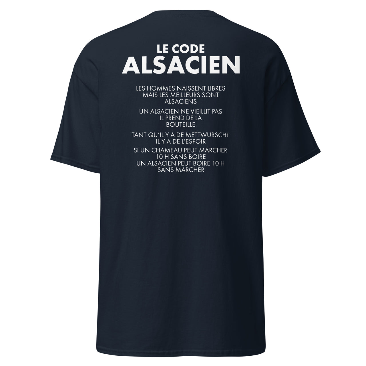 T-shirt Alsace bleu marine dos - Le code alsacien avec humour