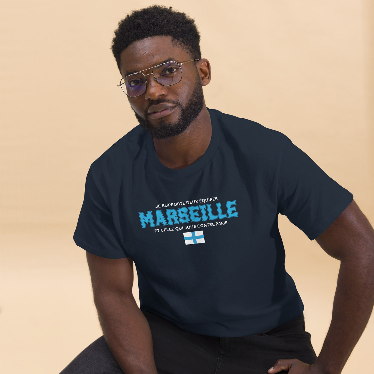T-shirt Marseille noir dos - Je supporte deux équipes