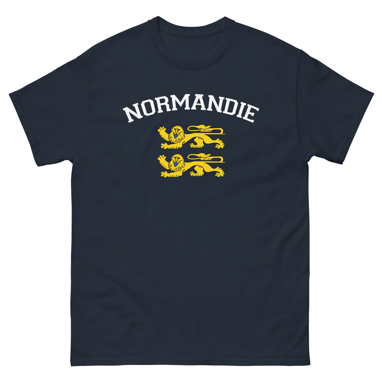 T-shirt Normandie - Deux lions léopardés style universitaire