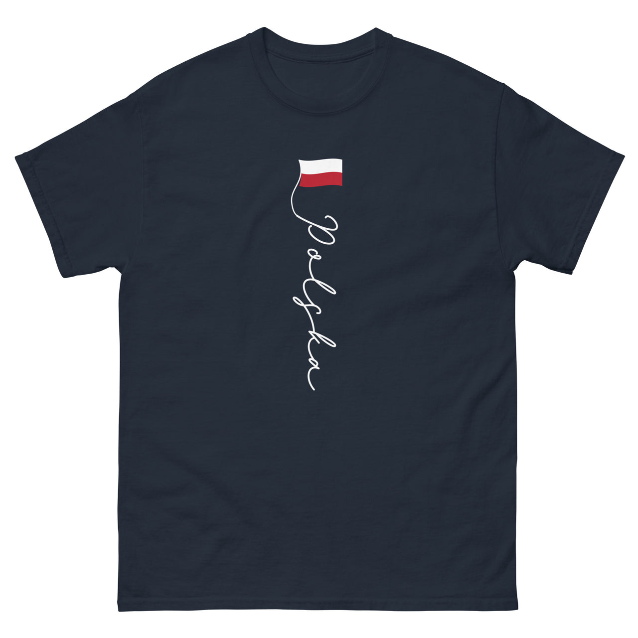 T-shirt Pologne bleu marine dos - Drapeau élégant et signature