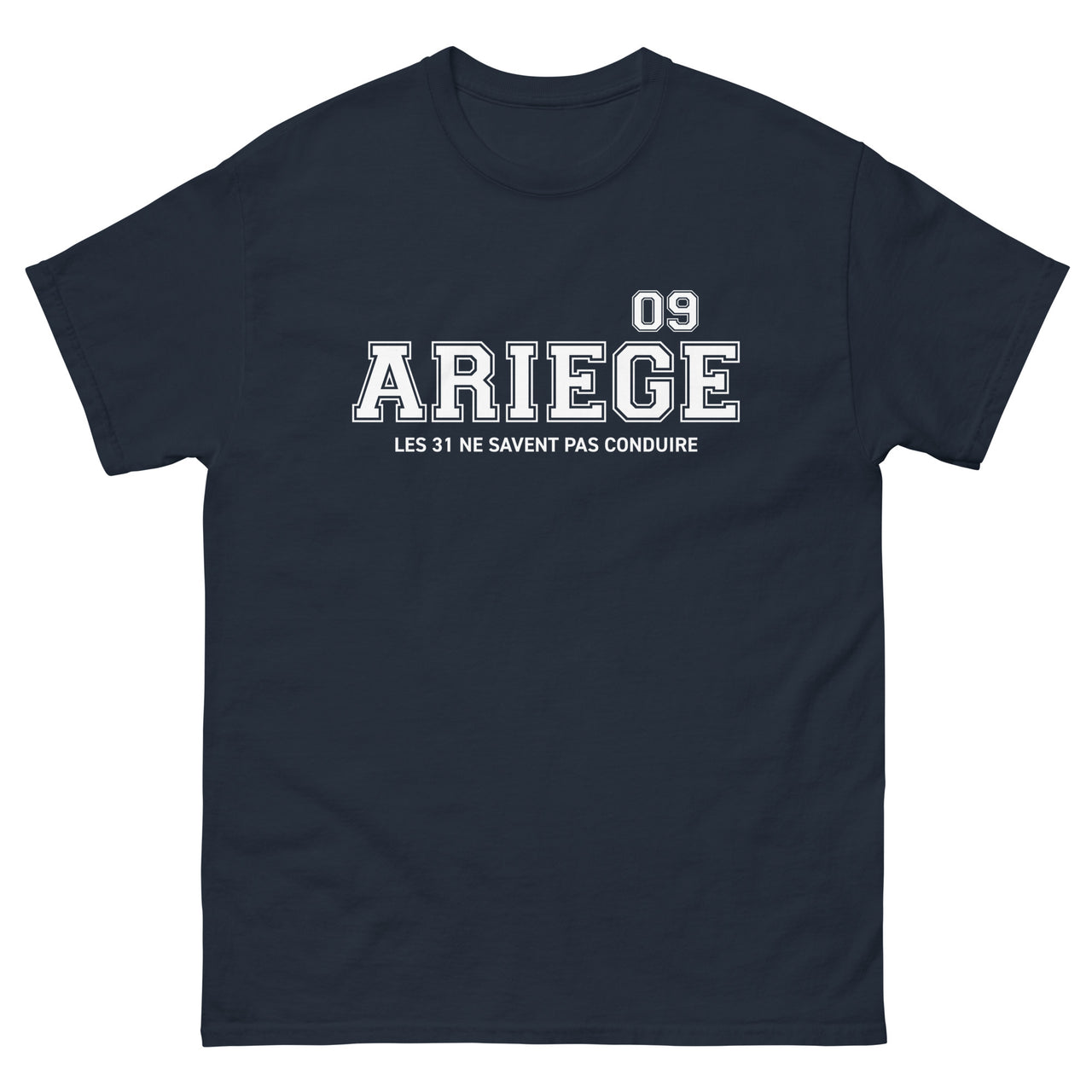 T-shirt Ariège 09 bleu marine - les 31 ne savent pas conduire