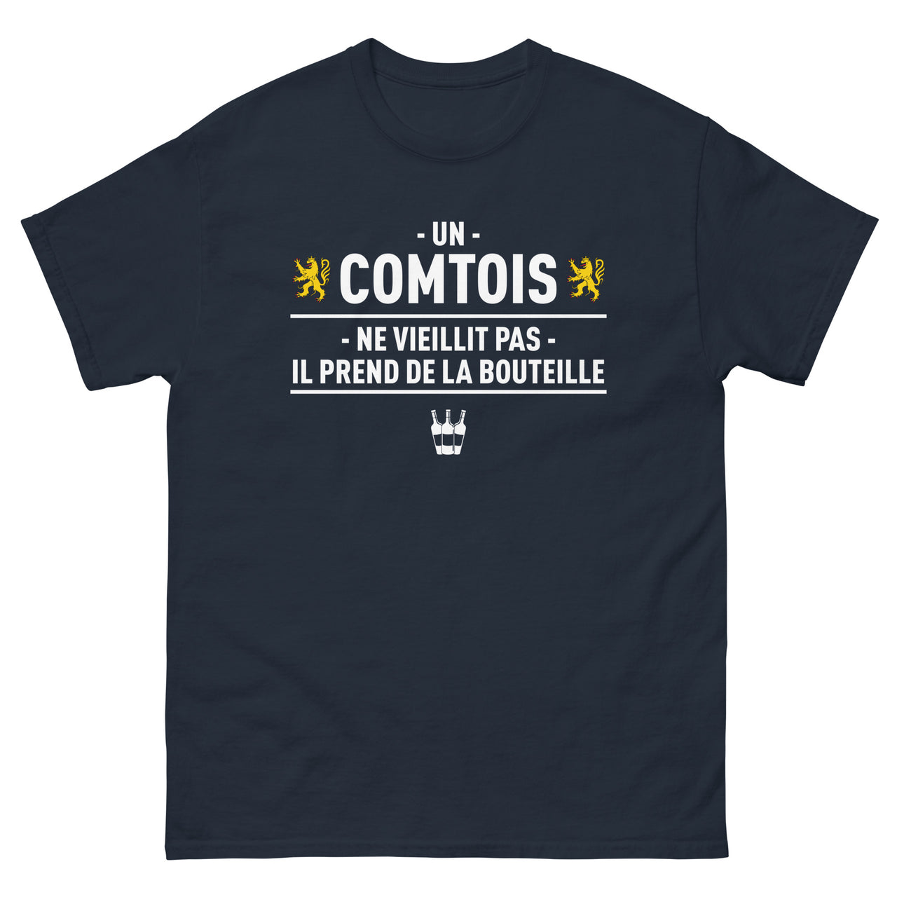 T-shirt Franche-Comté noir dos - Un comtois prend de la bouteille