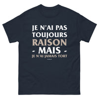 Thumbnail for T-shirt humour bleu marine dos - Je n'ai jamais tort