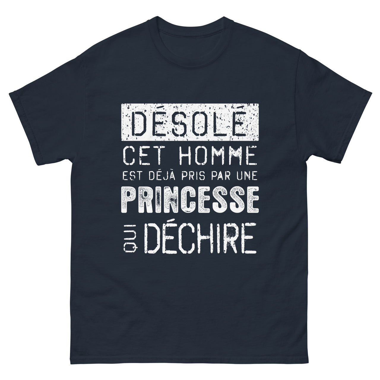 T-shirt Saint Valentin bleu marine dos - Désolé cet homme est pris