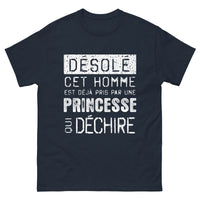 Thumbnail for T-shirt Saint Valentin bleu marine dos - Désolé cet homme est pris
