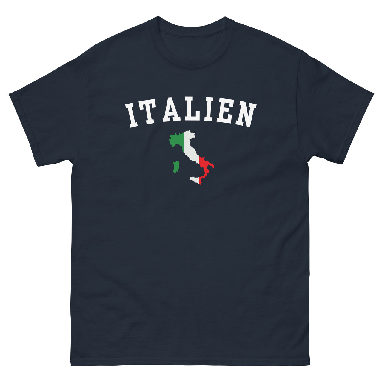 T-shirt Italie bleu marine dos - carte et drapeau de l'Italie