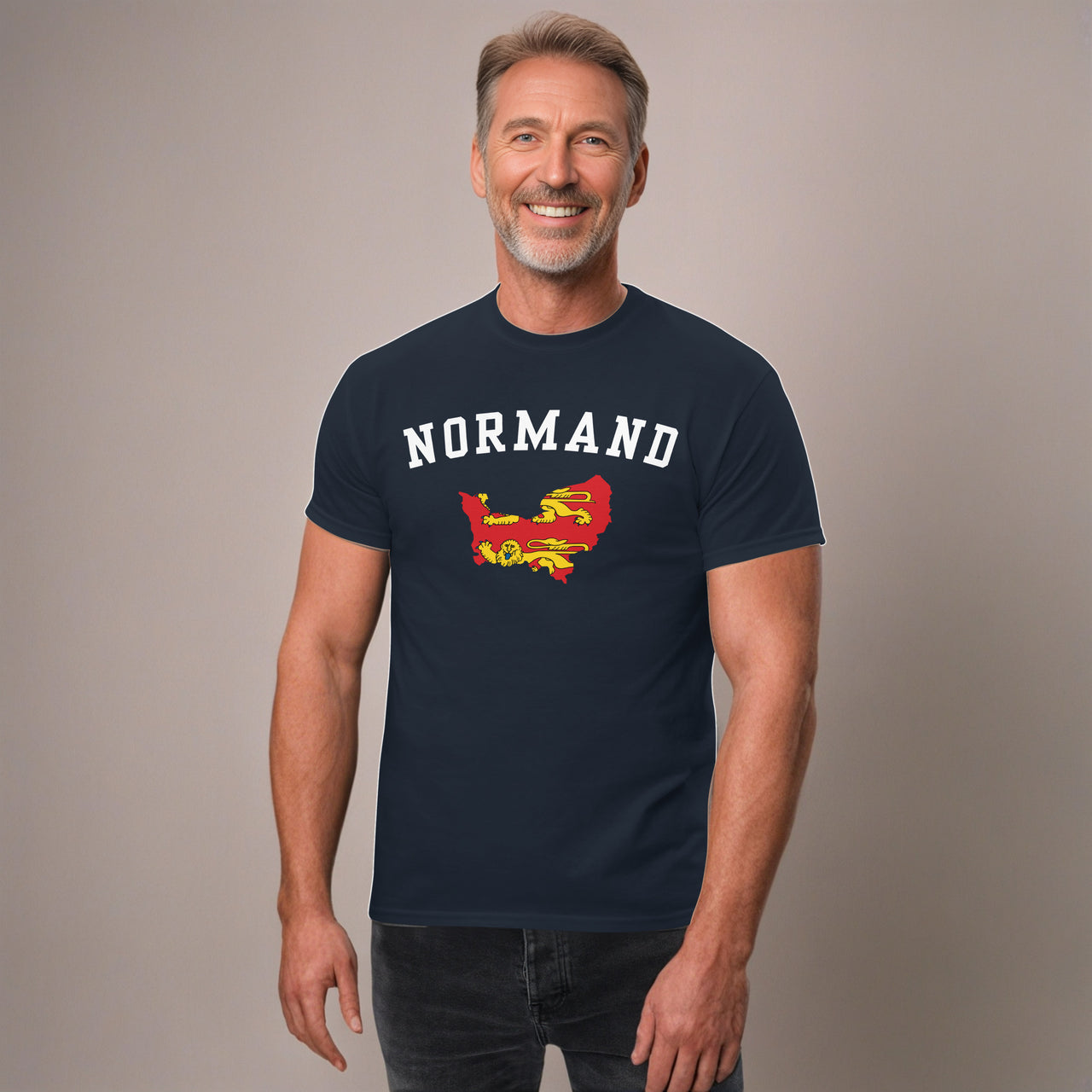 T-shirt Normandie bleu marine - effet college américain