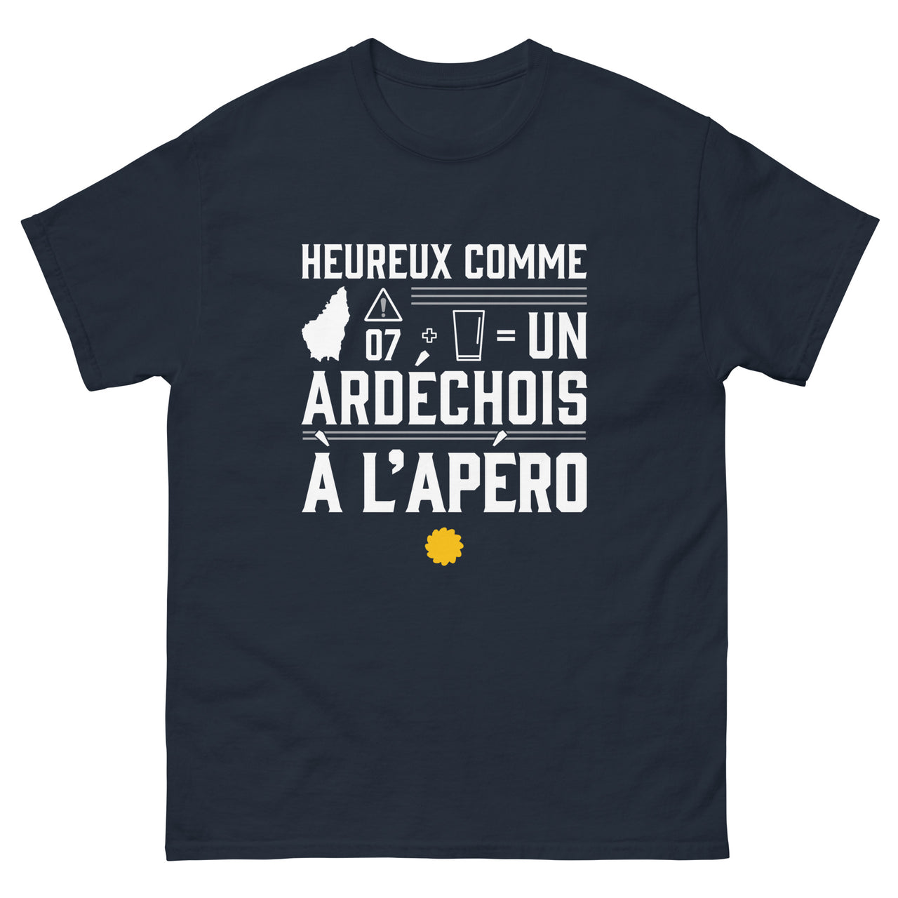 T-shirt Ardéchois bleu marine dos - Heureux comme un ardéchois à l'apéro