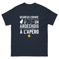 Thumbnail for T-shirt Ardéchois bleu marine dos - Heureux comme un ardéchois à l'apéro