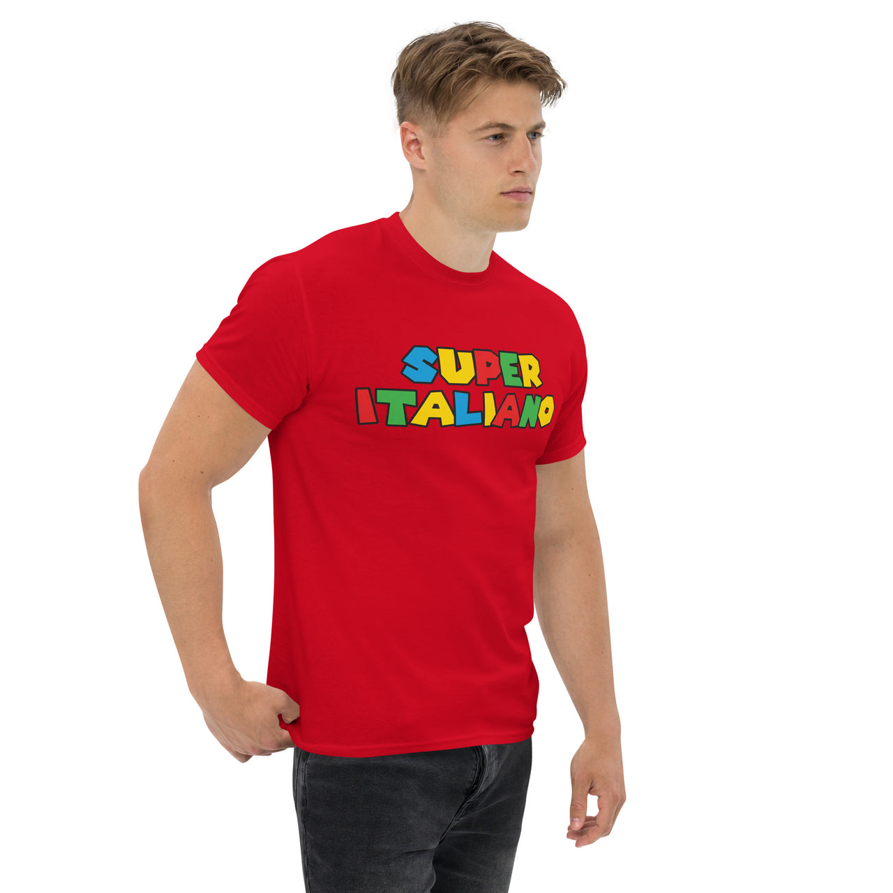 T-shirt Italie rouge - Super Italiano inspiration Mario face