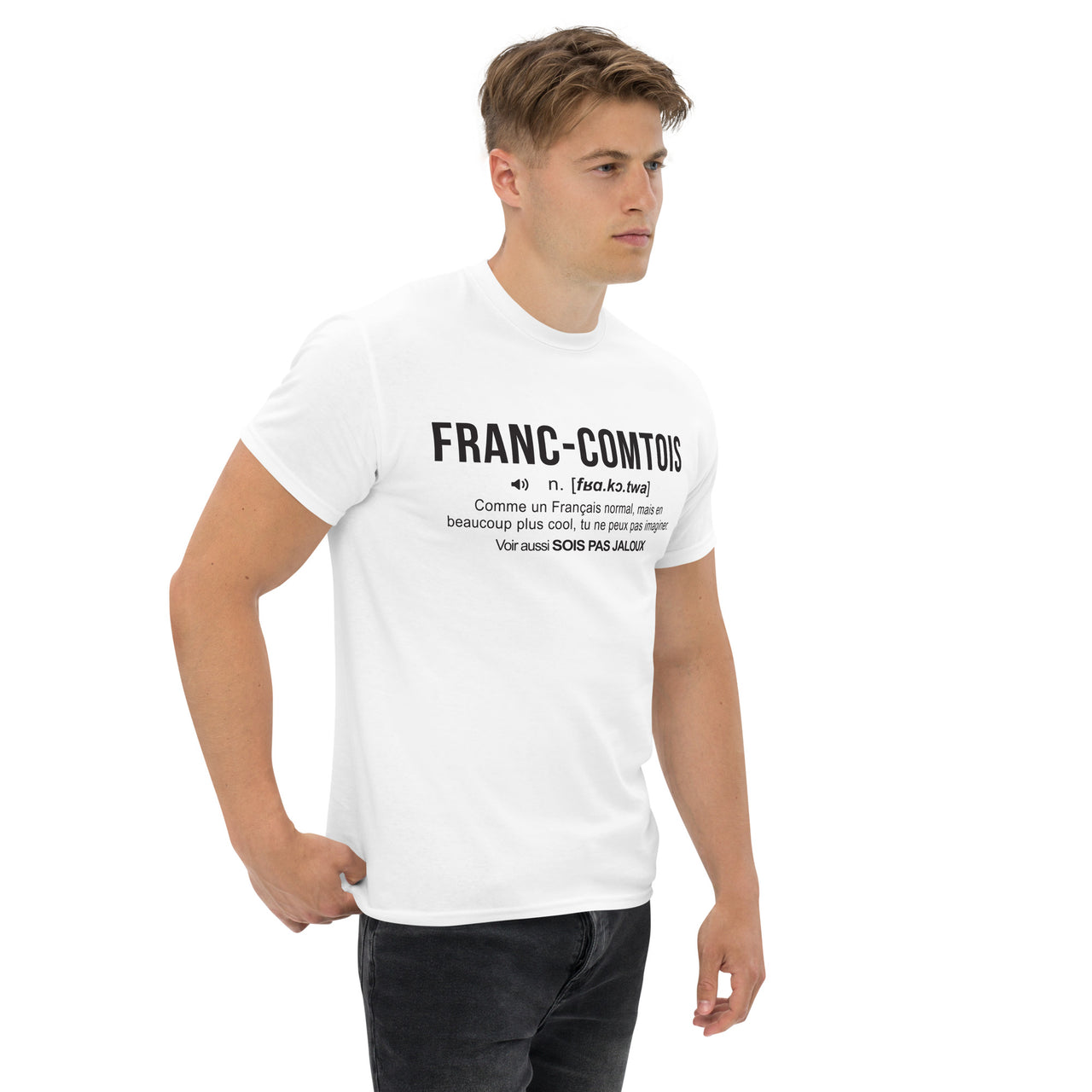 T-shirt Franche-Comté vert militaire dos - définition humoristique