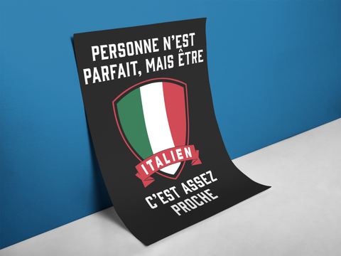 Poster humour les Italiens et la perfection