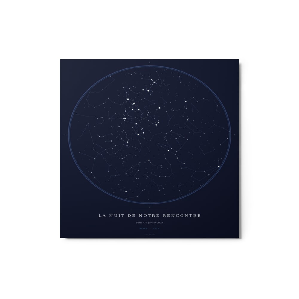 Star Map personnalisée - Plaque métal glossy 12x12 pouces - Carte du ciel étoilé