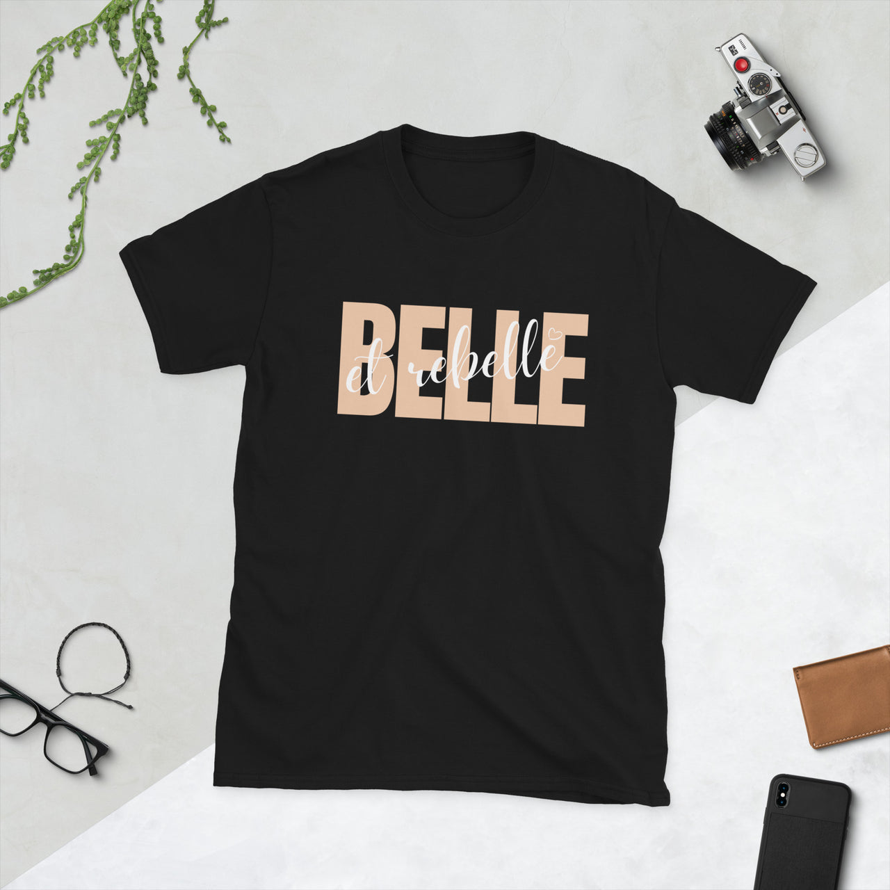 T-shirt Belle et Rebelle gris sport - Fierté et humour français