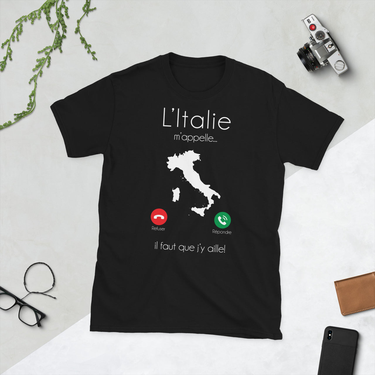 T-shirt Italie noir - L'Italie m'appelle il faut que j'y aille