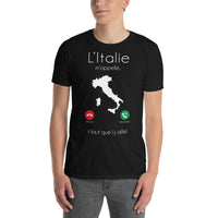 Thumbnail for T-shirt Italie noir dos - L'Italie m'appelle il faut que j'y aille
