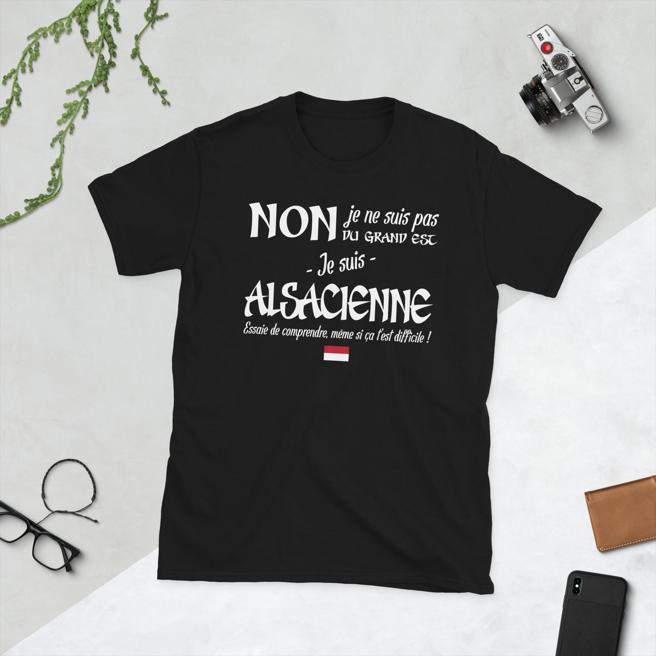 T-shirt Alsace noir - Je suis Alsacienne avec humour