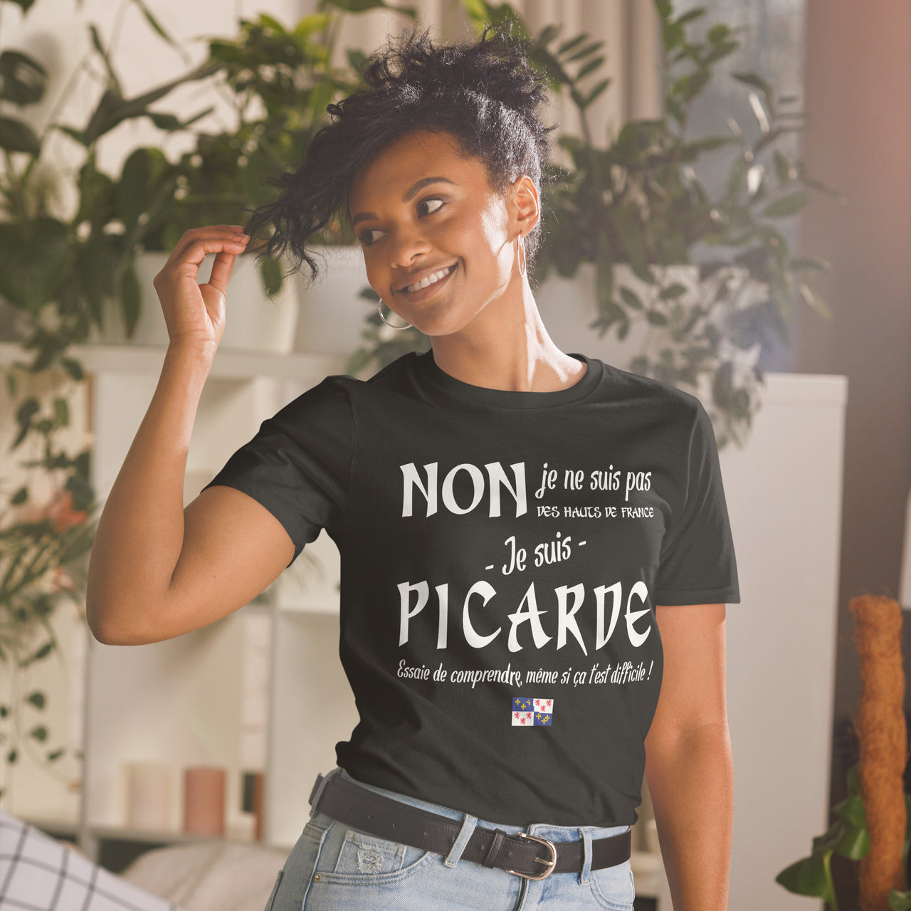 T-shirt Picardie noir dos - humour sur les Hauts-de-France