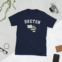Thumbnail for T-shirt Bretagne bleu marine - carte et drapeau bretons