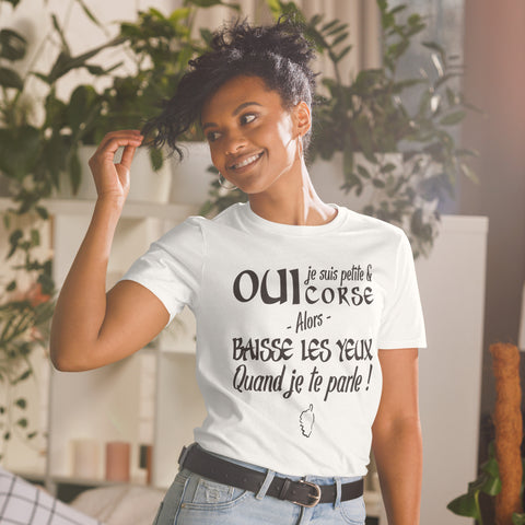 T-shirt Corse femme - cadeau humour - Baisse les yeux