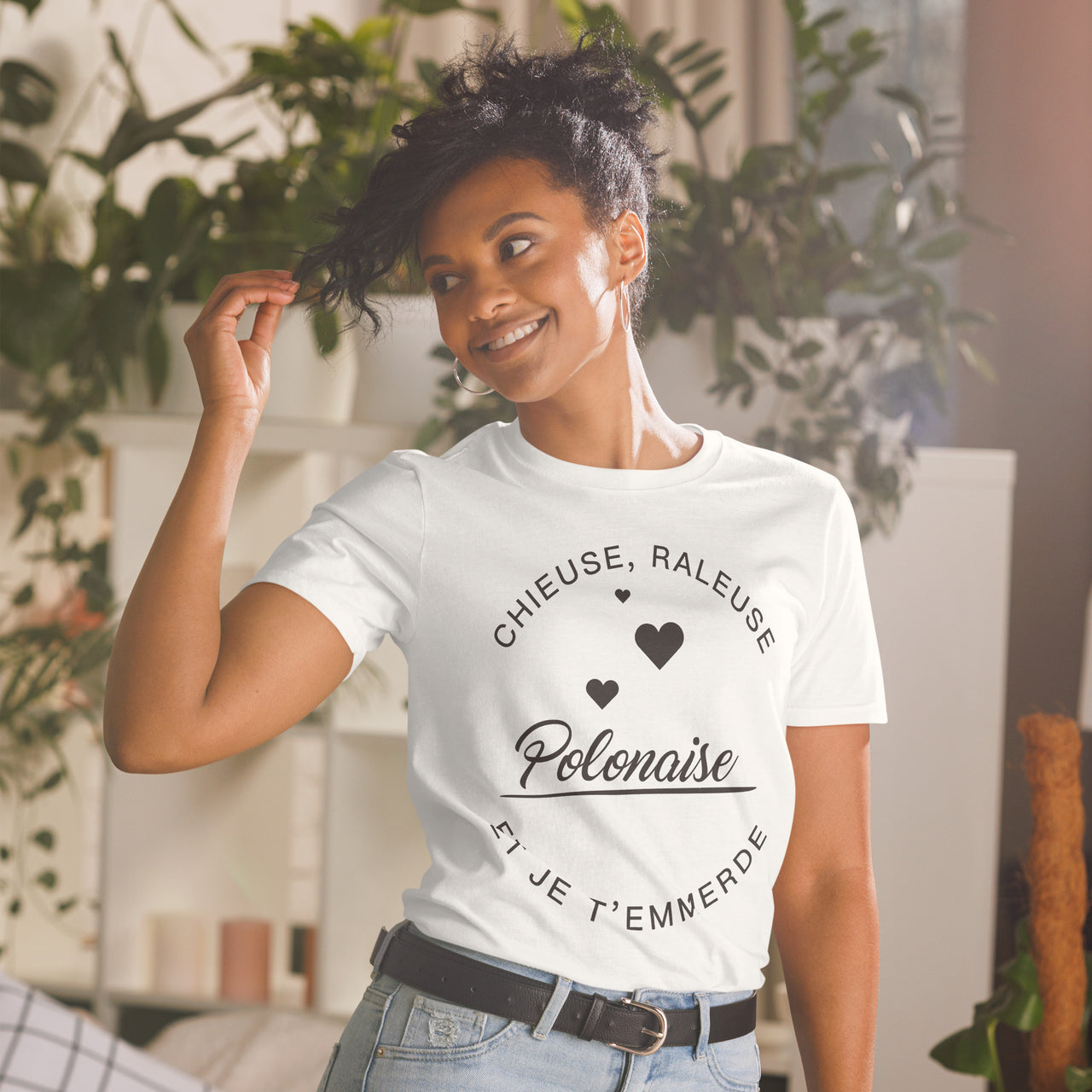 T-shirt Pologne rose - Chieuse râleuse et je t'e...