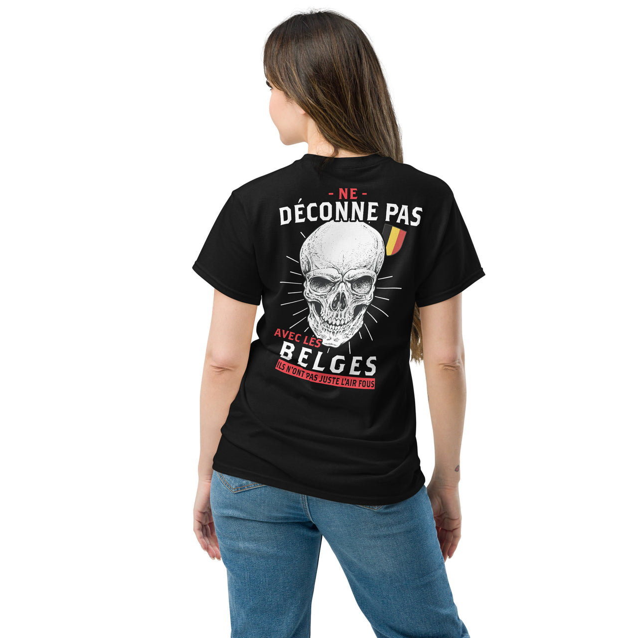 T-shirt Belgique bleu marine - Déconne pas avec les fous