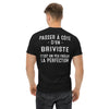 T-shirt noir Briviste avec texte Frôler la perfection, vu de dos