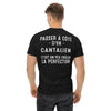 T-shirt noir Cantalien avec texte Frôler la perfection, vu de dos
