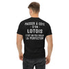 T-shirt noir Lotois avec texte Frôler la perfection, vu de dos