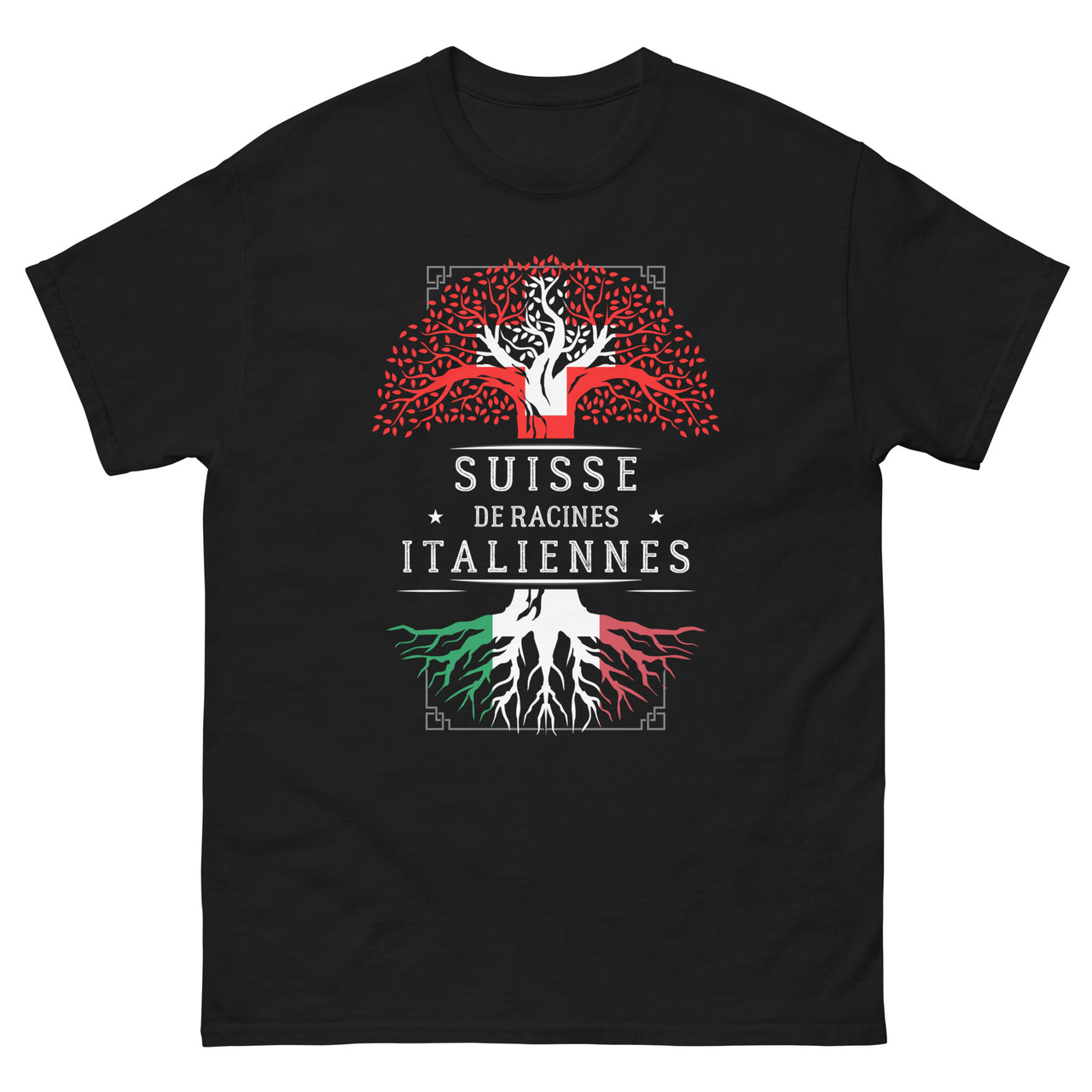 T-shirt Suisse noir - Fierté des racines italiennes