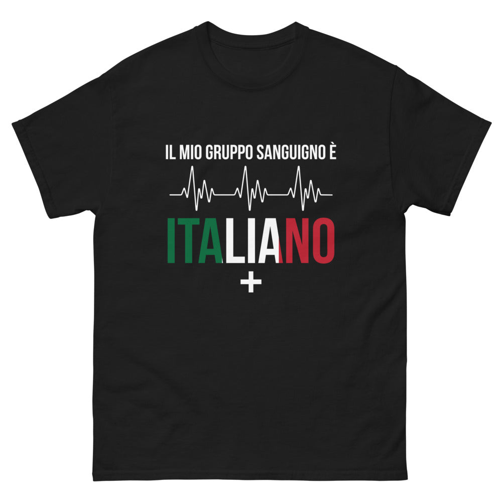 Maglietta Italia nera - Il Mio Gruppo Sanguigno è Italiano