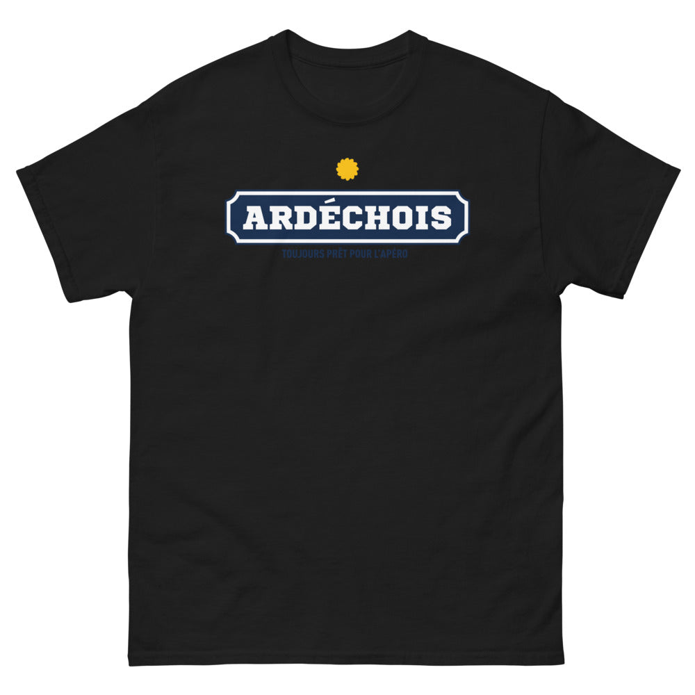 T-shirt Ardèche noir - Toujours prêt pour l'apéro !