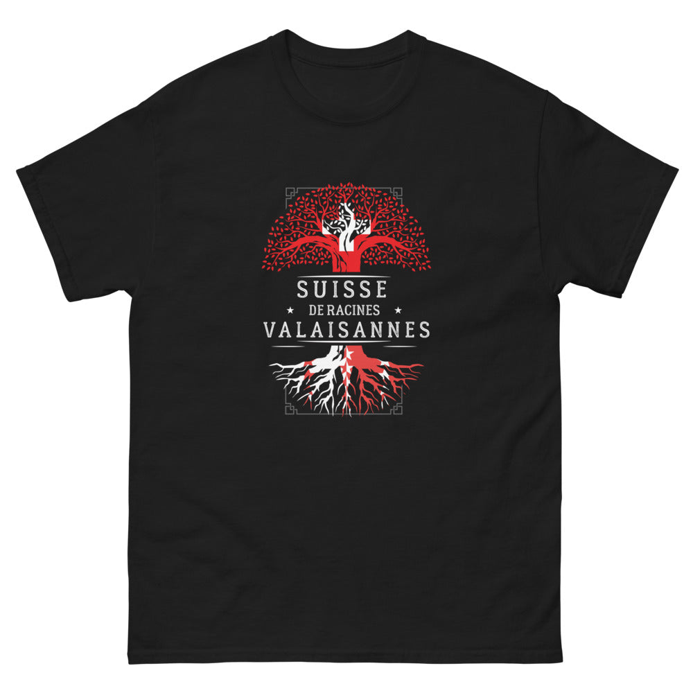 T-shirt Valais noir - Fierté de vos racines suisses