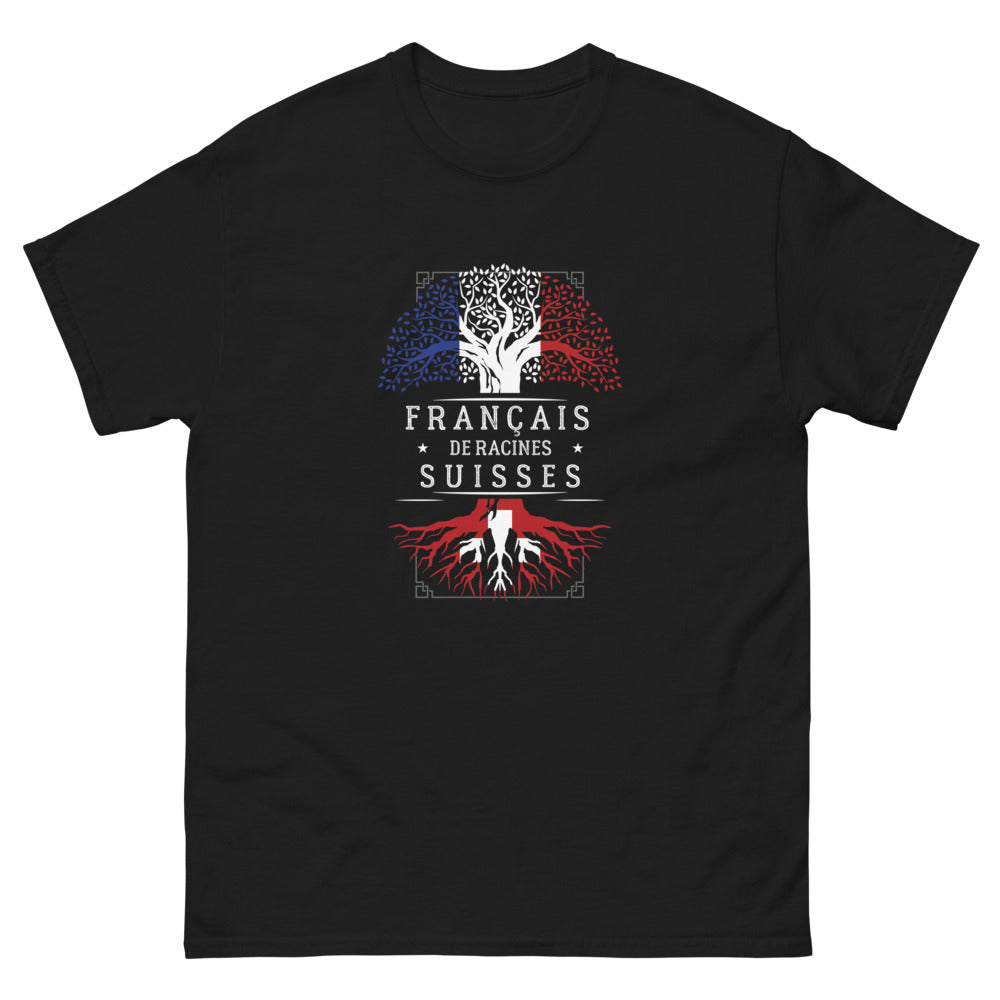T-shirt Suisse noir - Fierté & Style franco-suisse