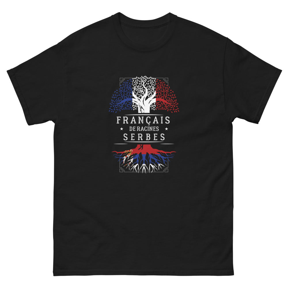 T-shirt Franco-Serbe noir - Mélange de cultures avec humour