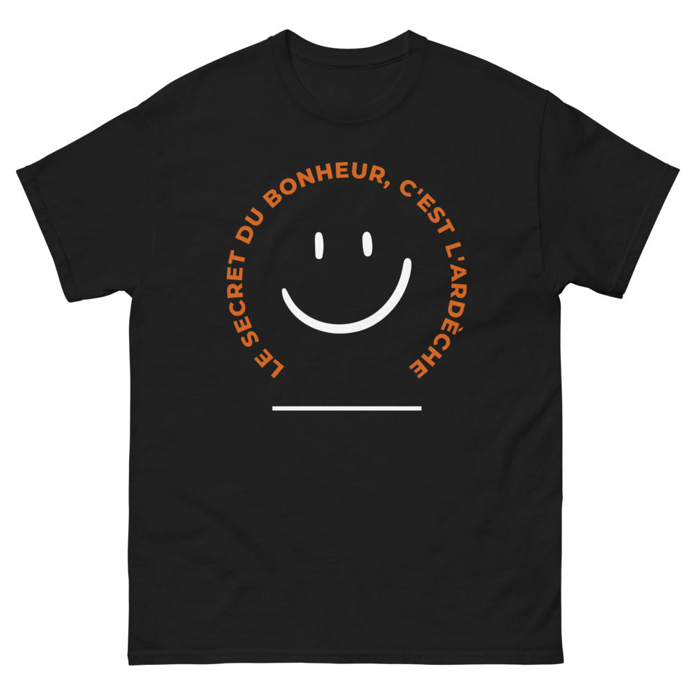 T-shirt Ardèche noir - Le secret du bonheur à porter