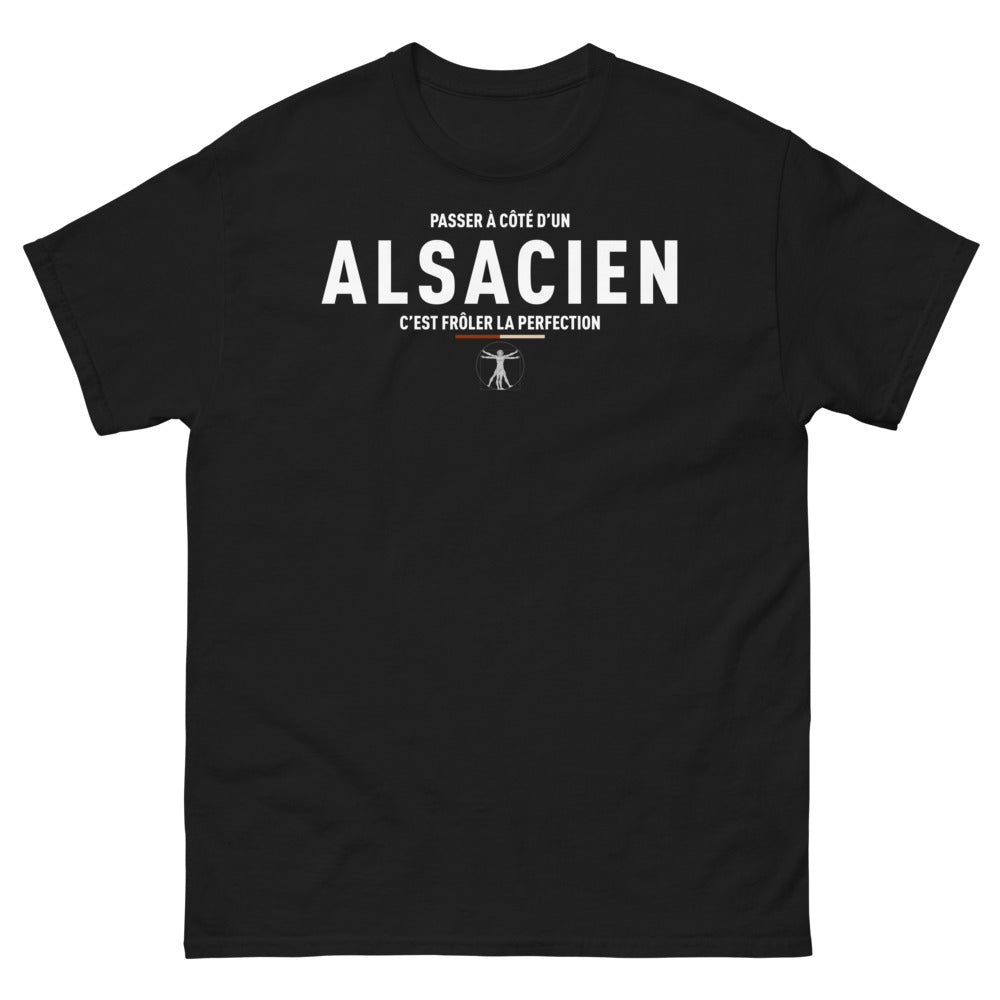 T-shirt Alsacien noir - ignorer un Alsacien, c'est frôler la perfection