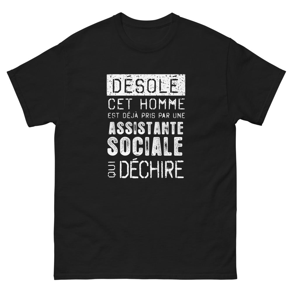 T-shirt humour noir - Déjà pris par une assistante sociale déchirée