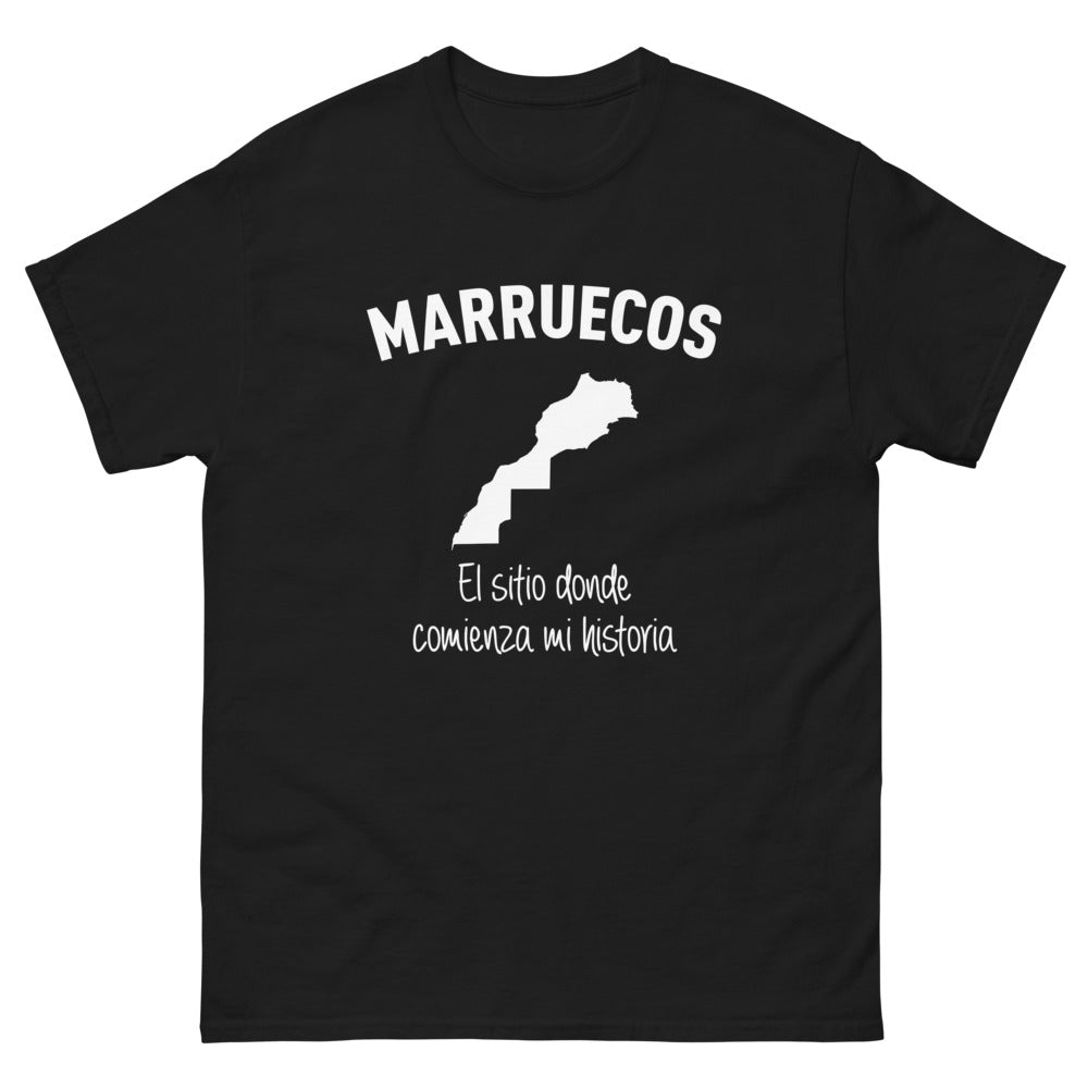 T-shirt Maroc noir - Où commence votre histoire avec humour