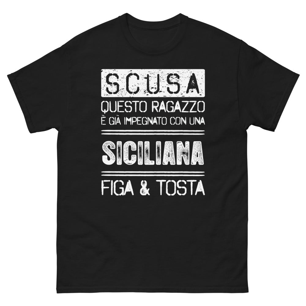 T-Shirt Italia Nero - Impegnato con una siciliana figa tosta