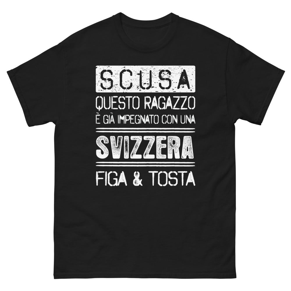 T-Shirt Italia nero - Impegnato con una Svizzera Figa Tosta