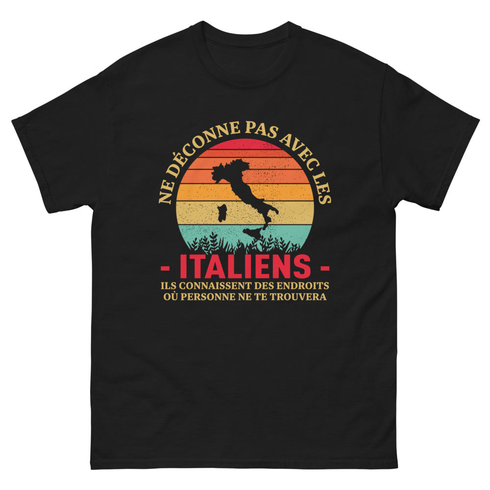 T-shirt Italie noir - Attention aux Italiens !